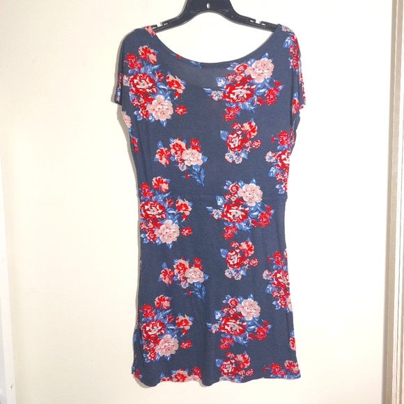 Awada Women's Sustainable 100% Viscose Floral Mini Dress  Blue Red/White Floral - Picture 7 of 10